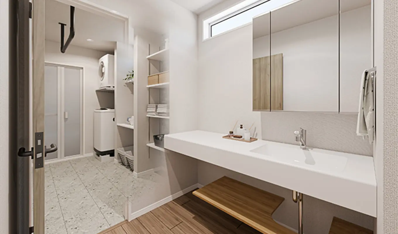 2階へ家事機能をまとめ、マンションのような軽やかな動線。