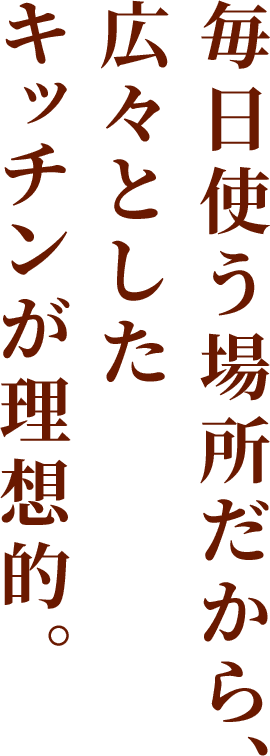 毎日使う場所だから、広々としたキッチンが理想的。