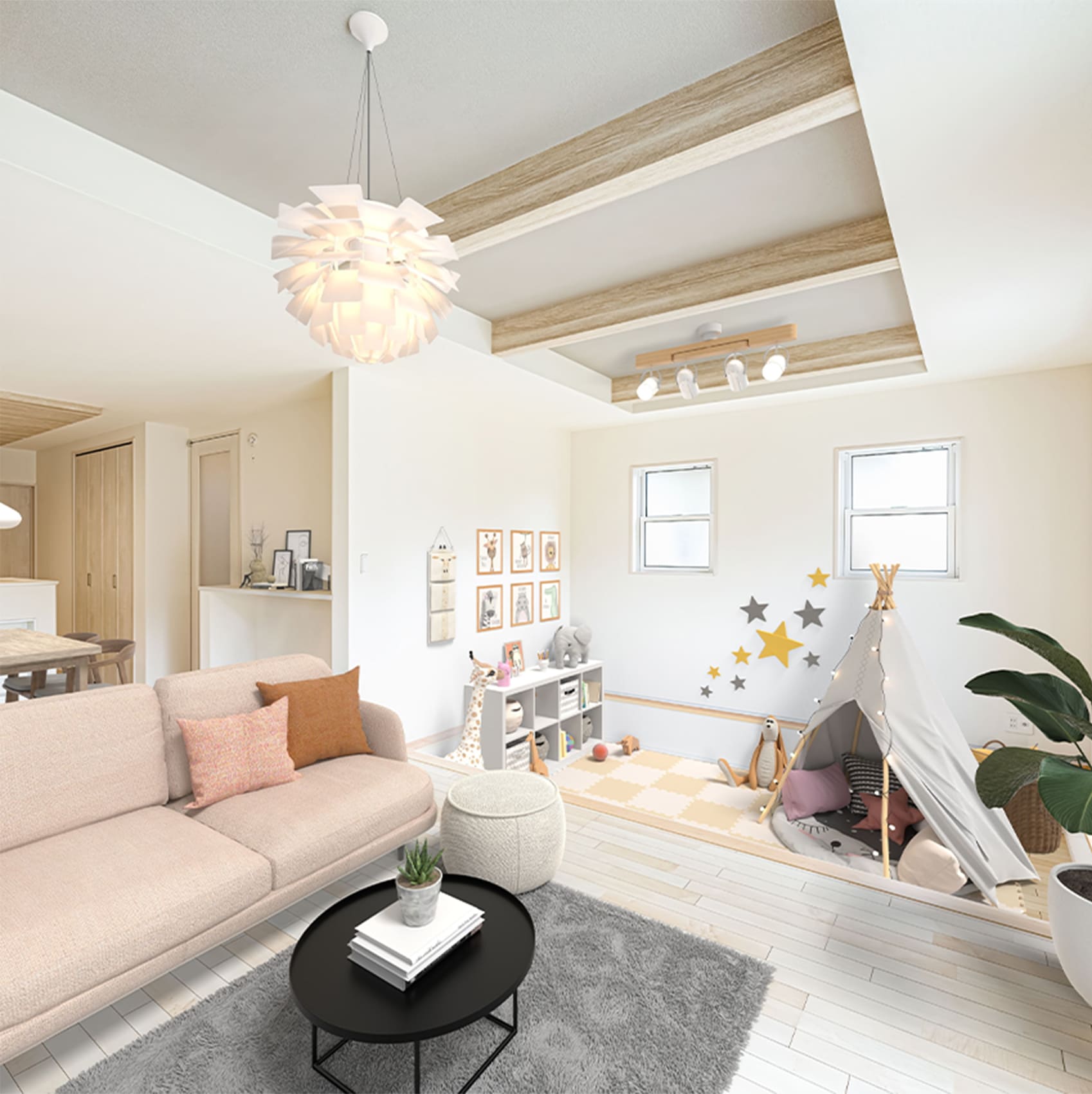 ブルーミングガーデンのリビング事例の画像