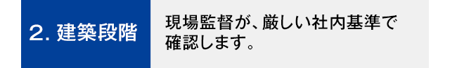 建築段階 現場監督が、厳しい社内基準で確認します。