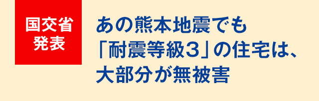 国交省発表 あの熊本地震でも「耐震等級3」の住宅は、大部分が無被害