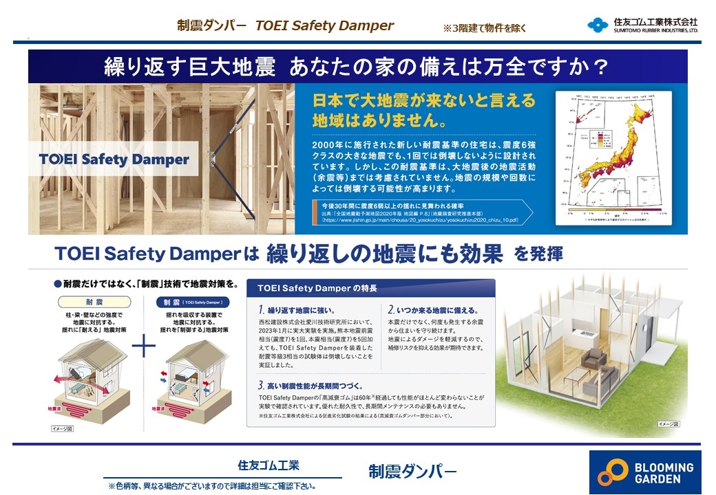 耐震+制振で繰り返す地震、いつ来るかわからない地震に備えるTOEI Safety Damper