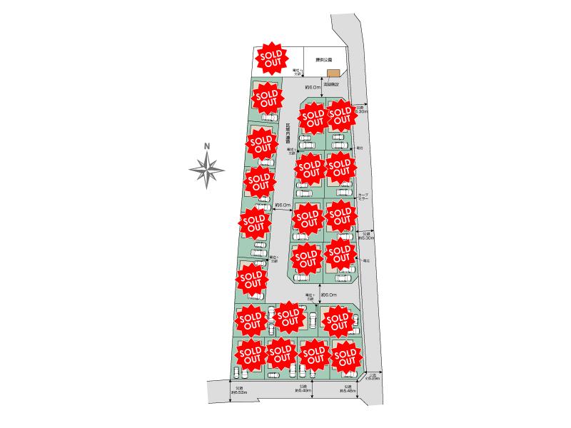 鎌ケ谷市東道野辺4丁目全6区画　区画図