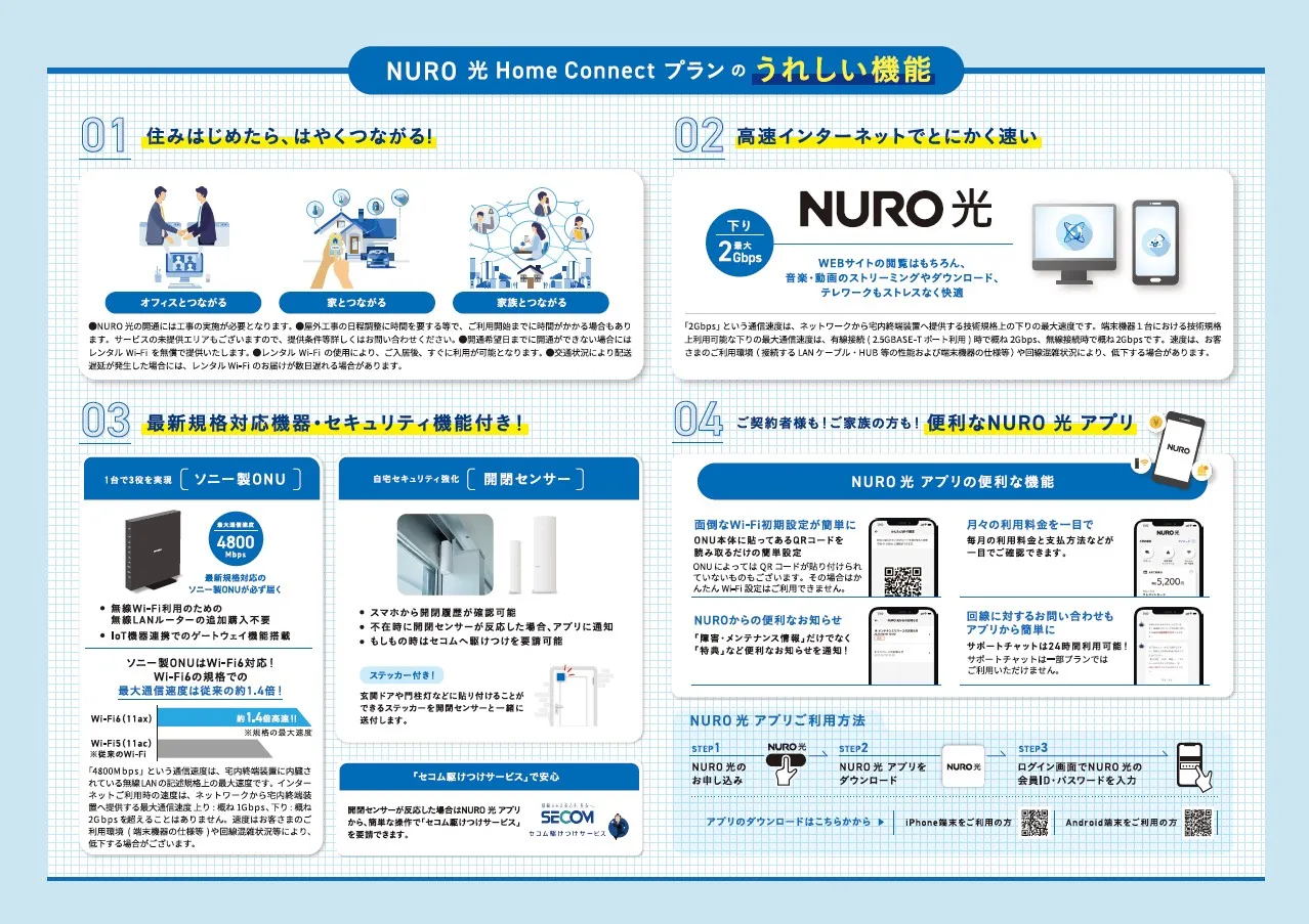 NURO≪弊社提携プラン　契約後半年無料　月額4，000円≫申込時期等の条件あり