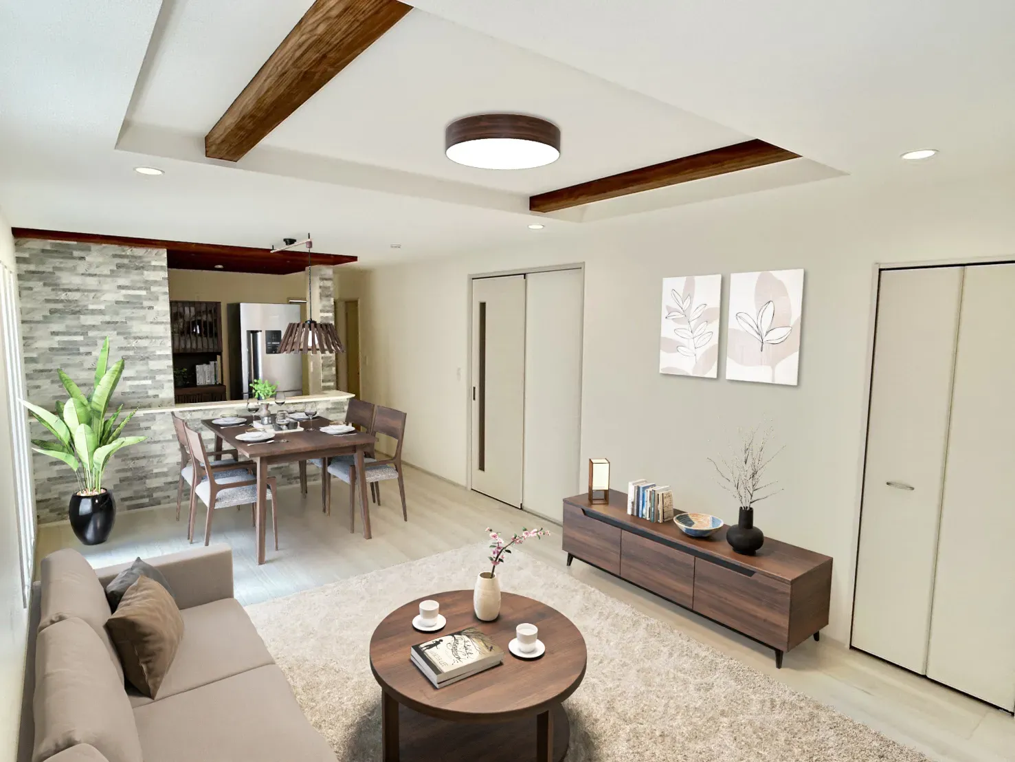 【②号棟イメージ】実際の室内写真に家具等を配置したCG画像です。家具付き販売ではございません。