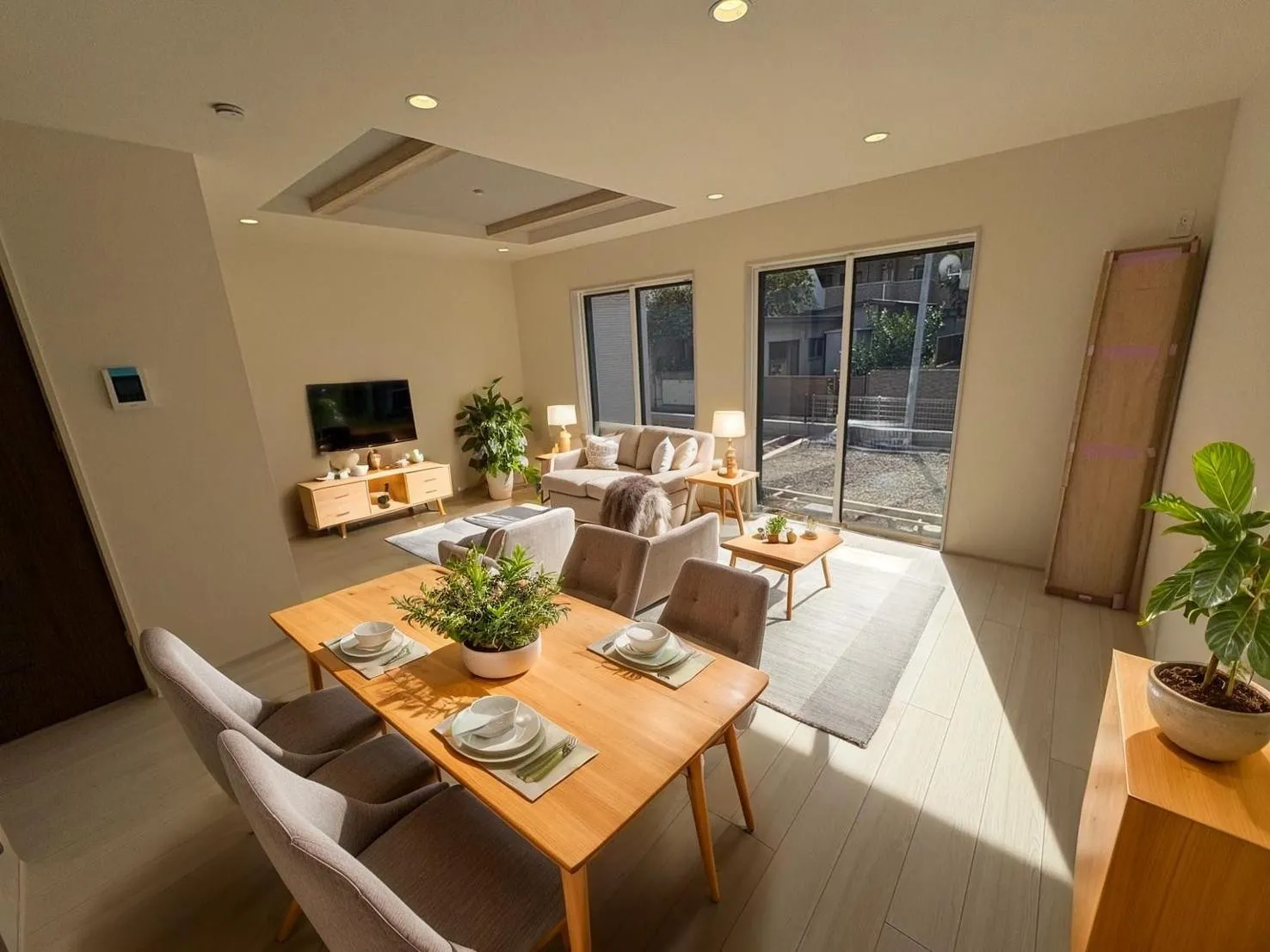 【リビング】ゆったりリビング!シャッター、折上天井と設備も充実です♪