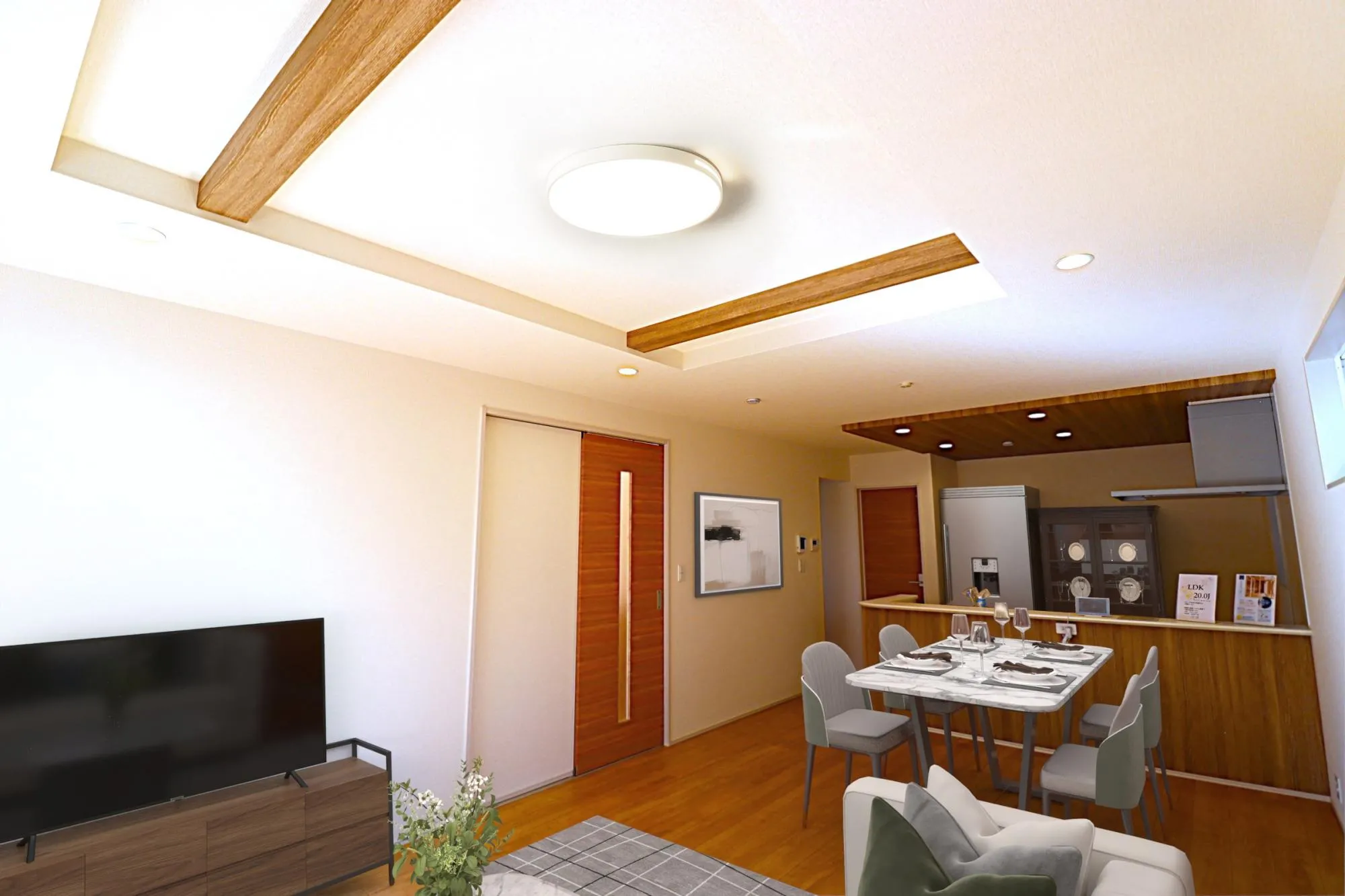 こちらは完成後の住まいをイメージしやすくするために制作されたCG画像です。
※家具付き販売ではございません。