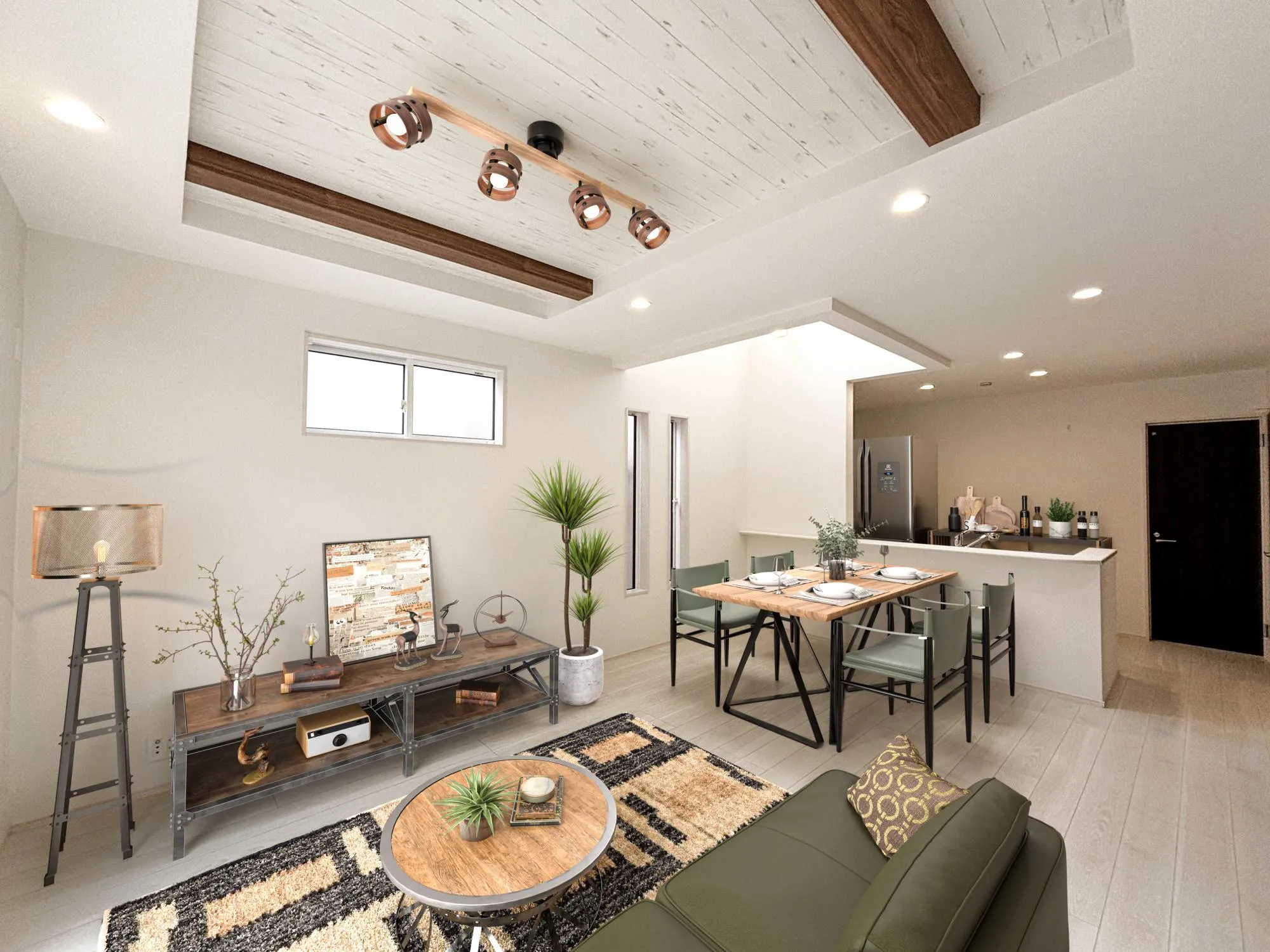 【リビング(3号棟)家具はCGにて合成しております】南向きのLDKは、陽光が差し込み明るく快適な空間が広がります。