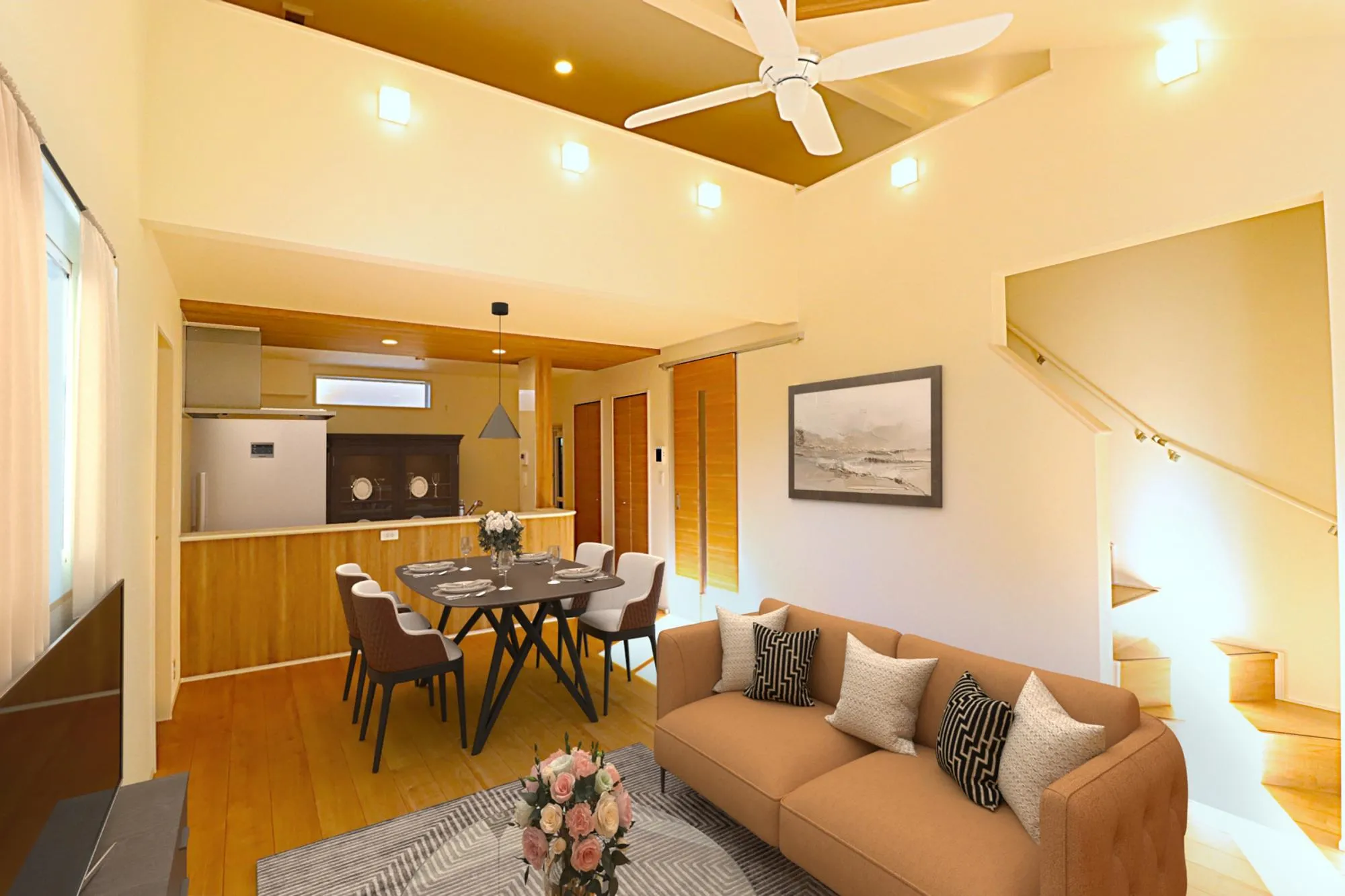 こちらは完成後の住まいをイメージしやすくするために制作されたCG画像です。
※家具付き販売ではございません。