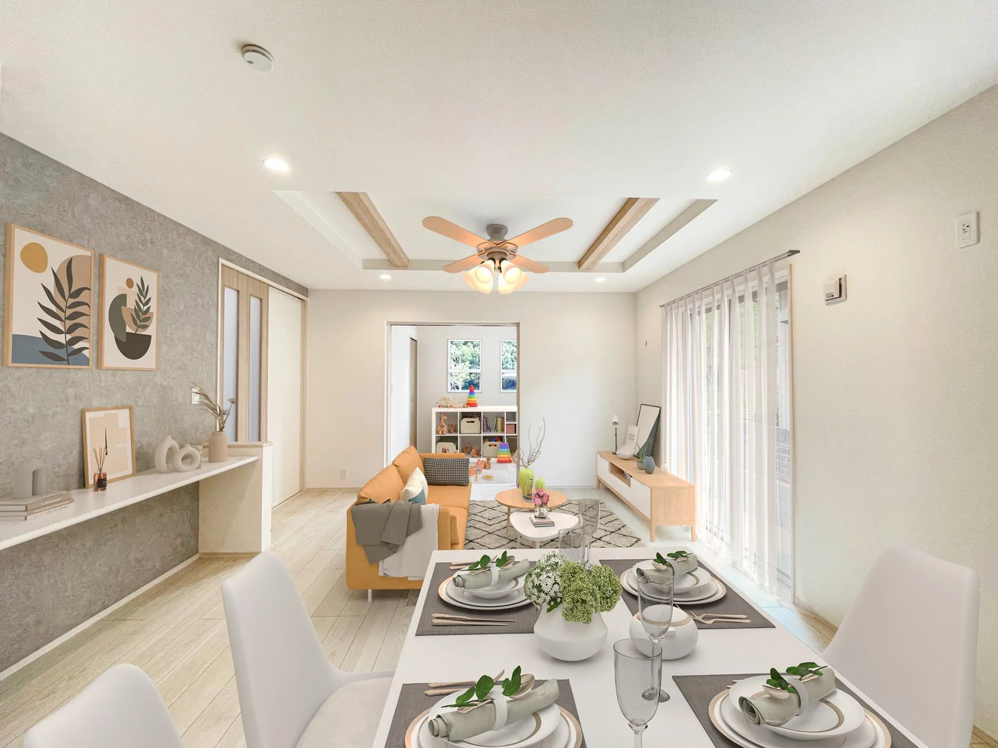 ②号棟 リビング(※家具等をCGで加工しています。家具付き販売ではございません。)