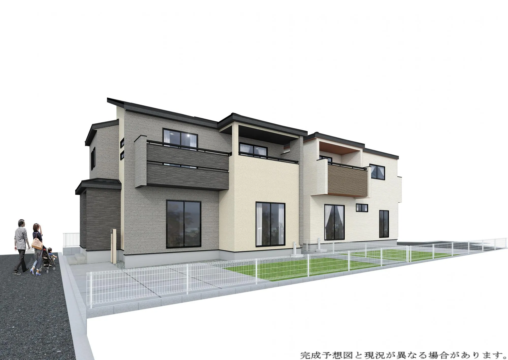 【外観完成予想図(左1号棟、右2号棟】