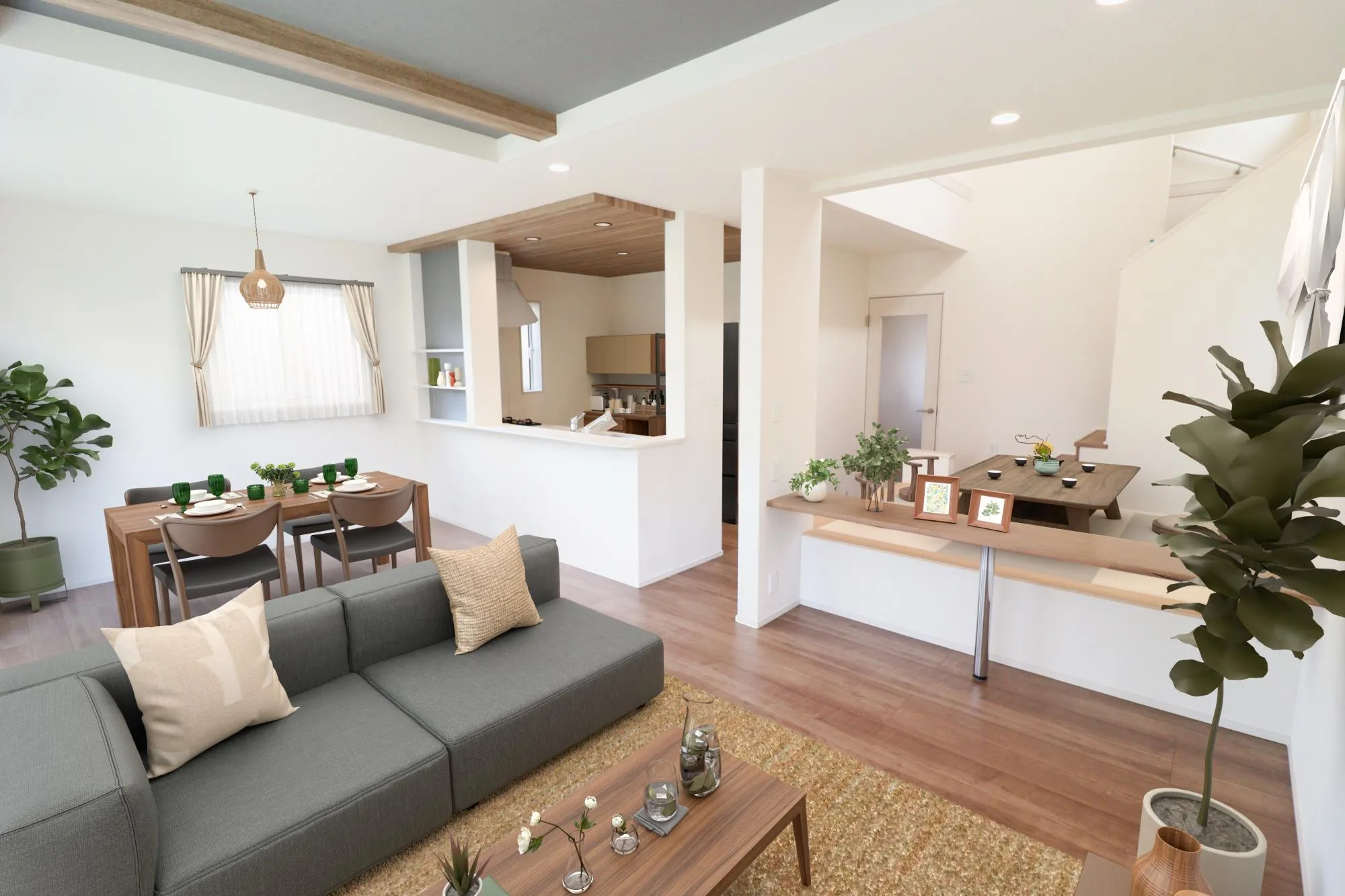 【①号棟　LDK】※家具はCGです。家具付き販売ではございません。