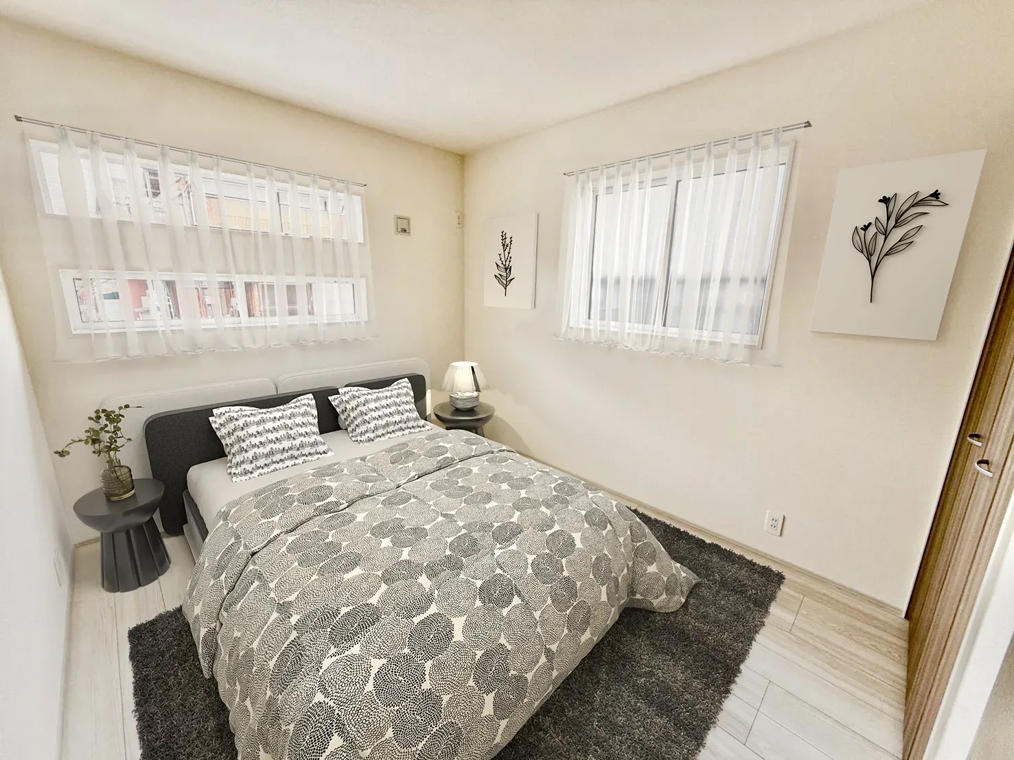 【①号棟イメージ】実際の室内写真に家具等を配置したCG画像です。家具付き販売ではございません。