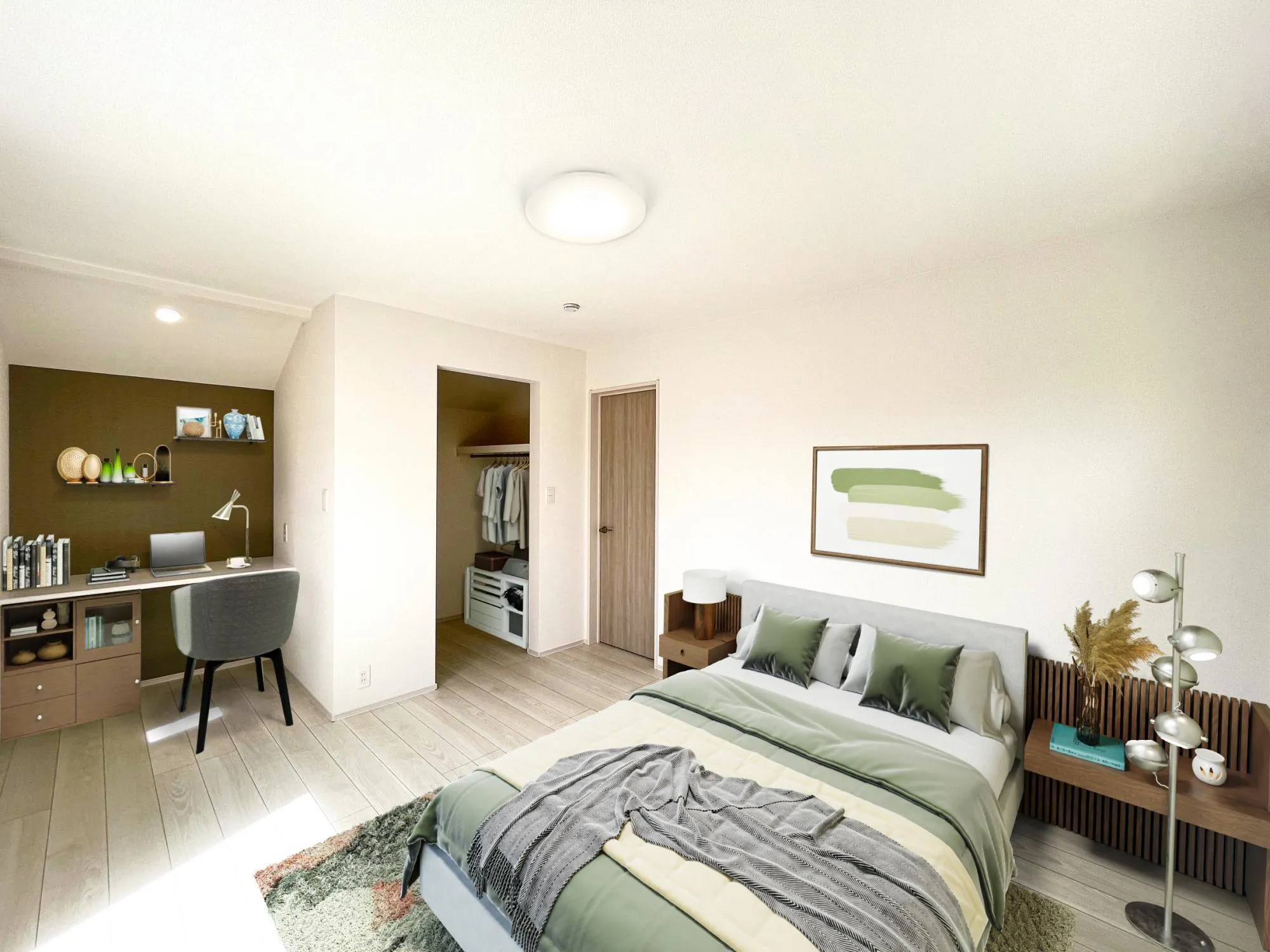 ②号棟 ワークスペース付き主寝室(※家具等をCGで加工しています。家具付き販売ではございません。)