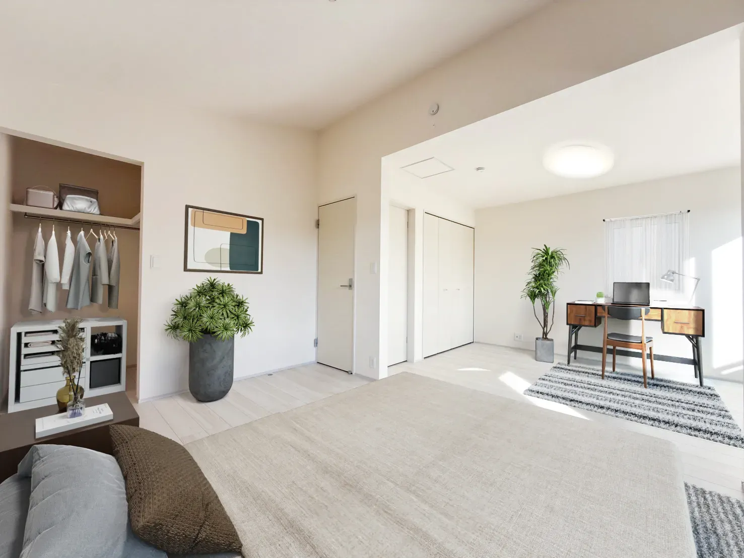 【②号棟洋室イメージ】実際の室内写真に家具等を配置したCG画像です。家具付き販売ではございません。