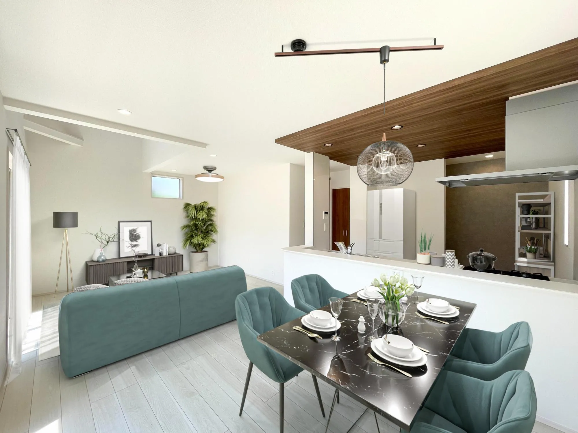 南2面採光の明るい開放的なリビング(※家具等をCGで加工しています。家具付き販売ではございません。) 