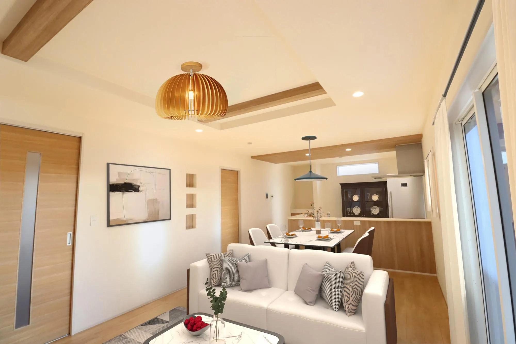 こちらは完成後の住まいをイメージしやすくするために制作されたCG画像です。
※家具付き販売ではございません。