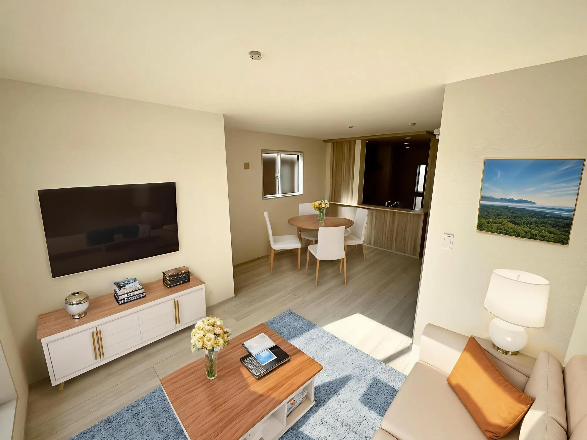 【①号棟:LDK】CG加工でお部屋をイメージ。家具付の販売は行っておりません。