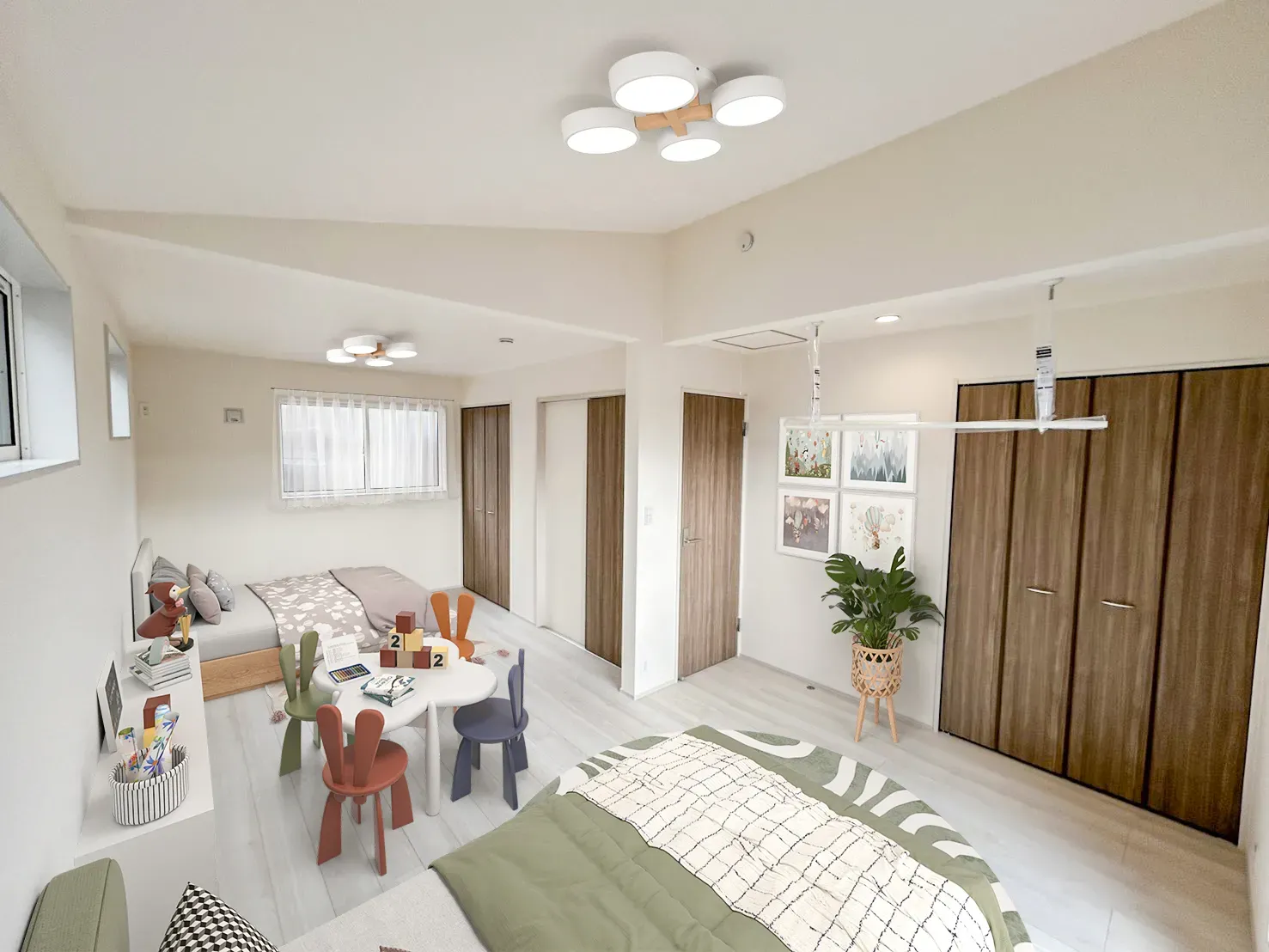 【②号棟洋室イメージ】実際の室内写真に家具等を配置したCG画像です。家具付き販売ではございません。