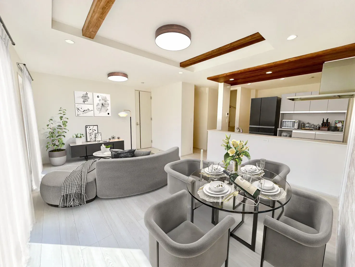 【②号棟イメージ】実際の室内写真に家具等を配置したCG画像です。家具付き販売ではございません。