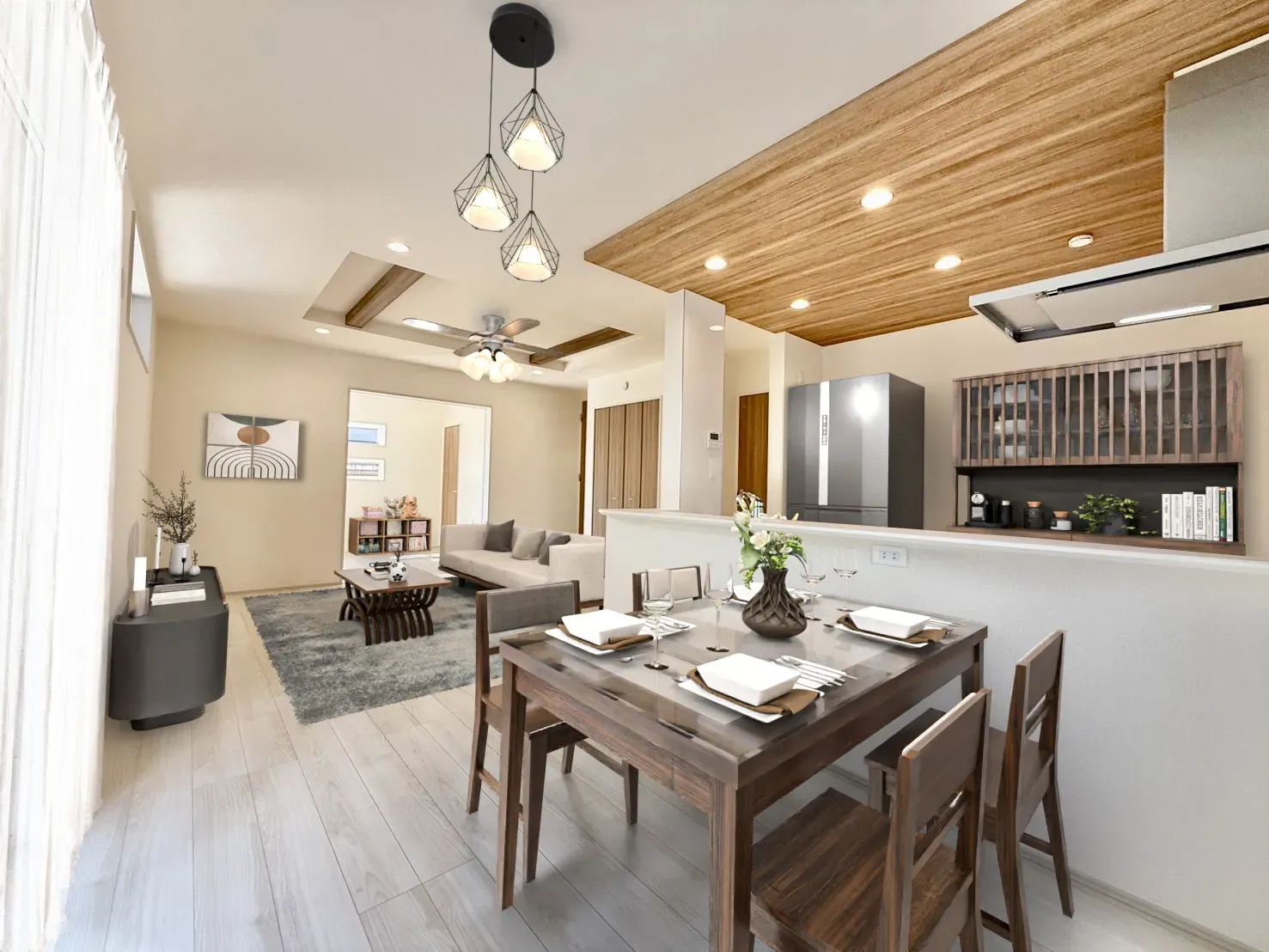 【①号棟イメージ】実際の室内写真に家具等を配置したCG画像です。家具付き販売ではございません。