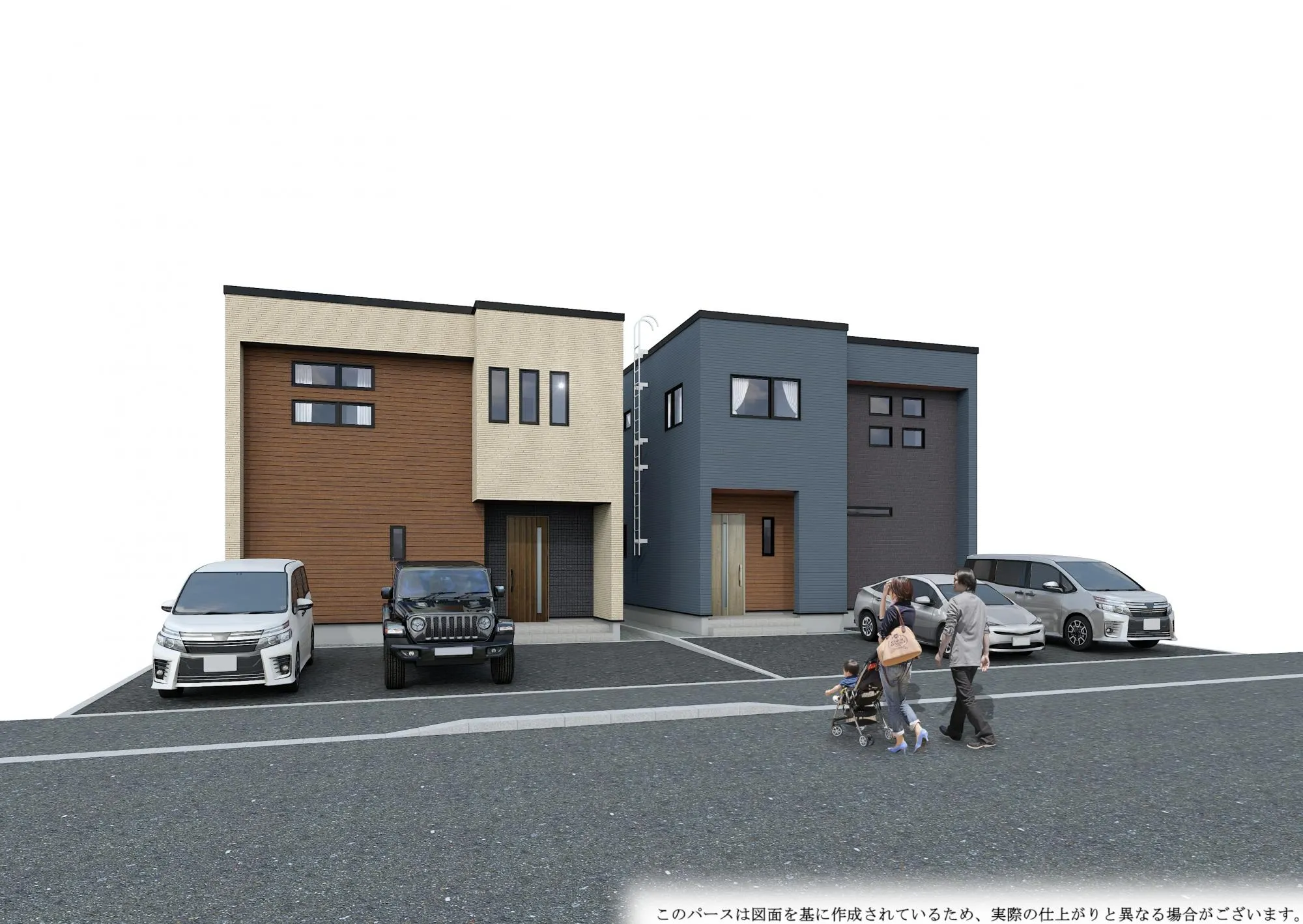 完成予想図(1号棟:右、2号棟:左)