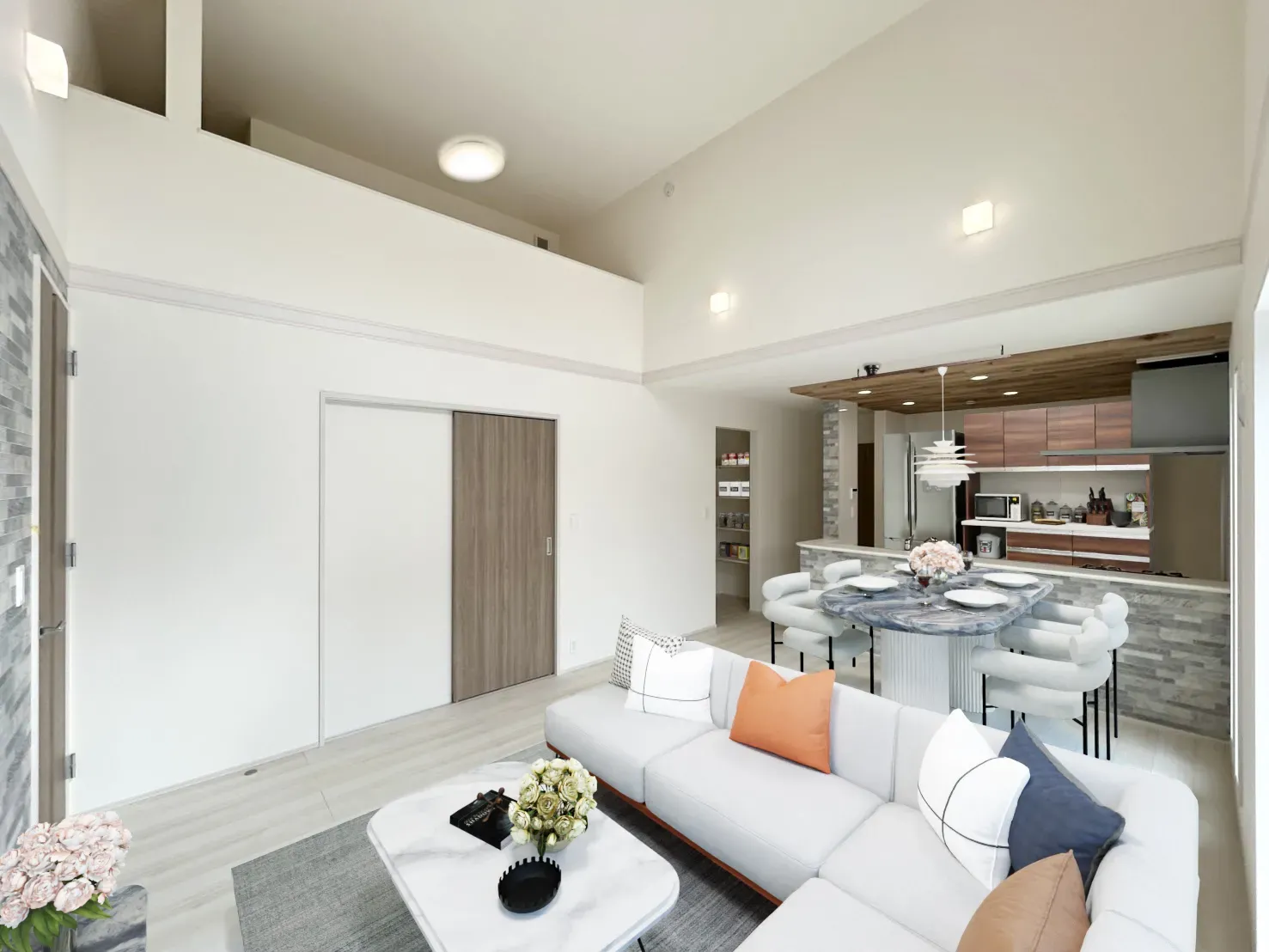 【リビングイメージ】実際の室内写真に家具等を配置したCG画像です。家具付き販売ではございません。