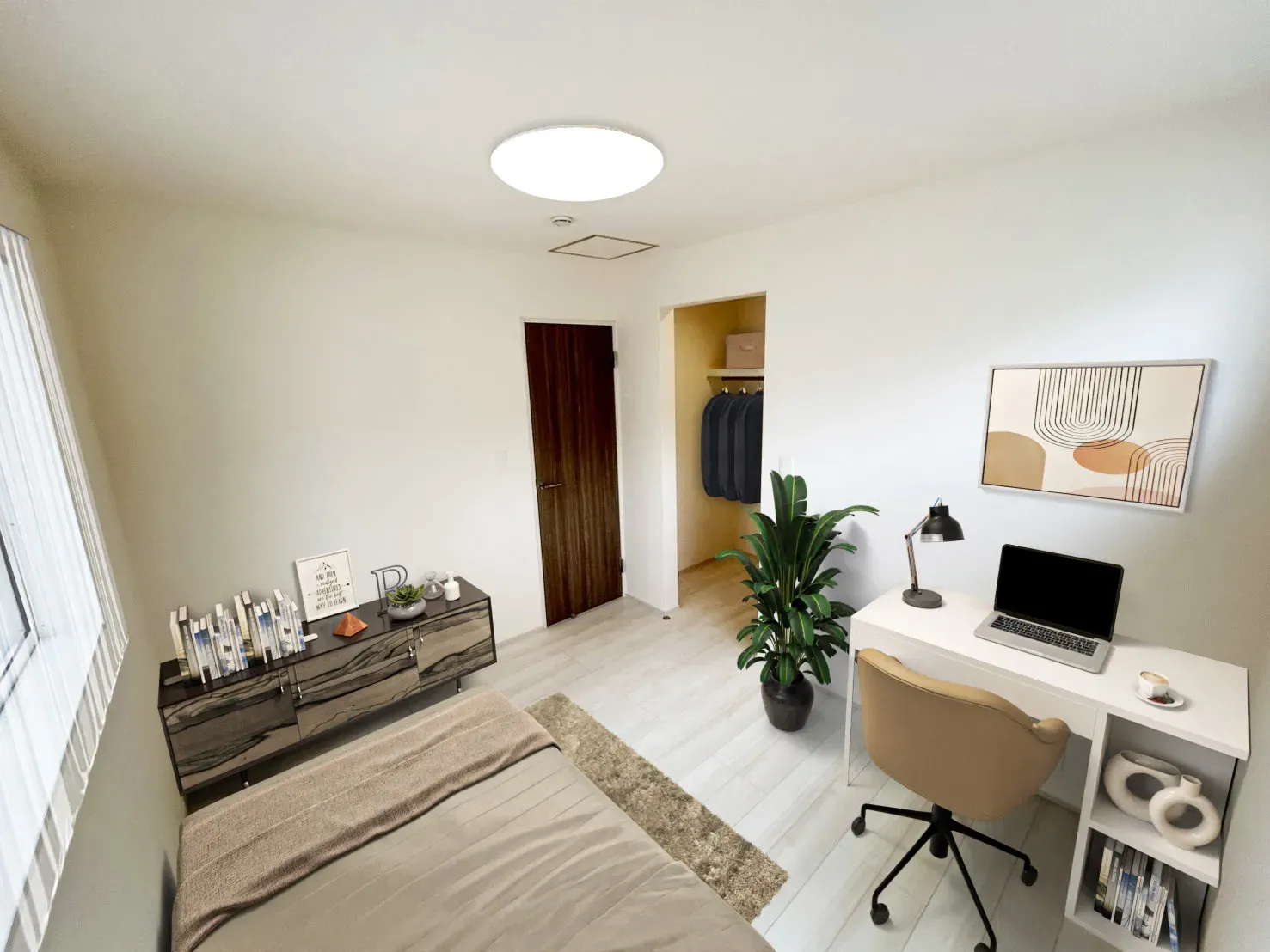 【洋室5.25帖イメージ】実際の室内写真に家具等を配置したCG画像です。家具付き販売ではございません。