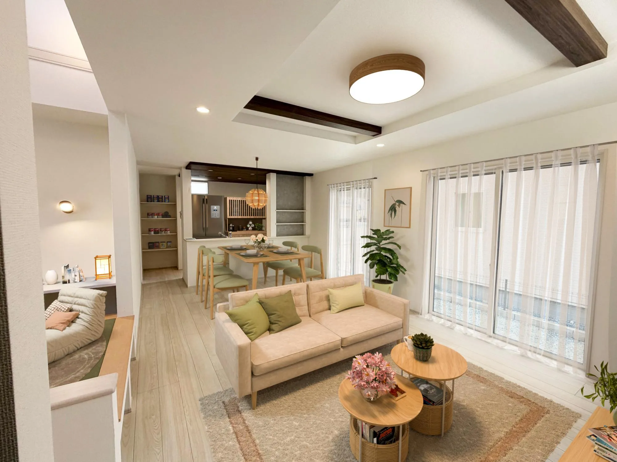 1号棟　リビング(バーチャル家具配置)