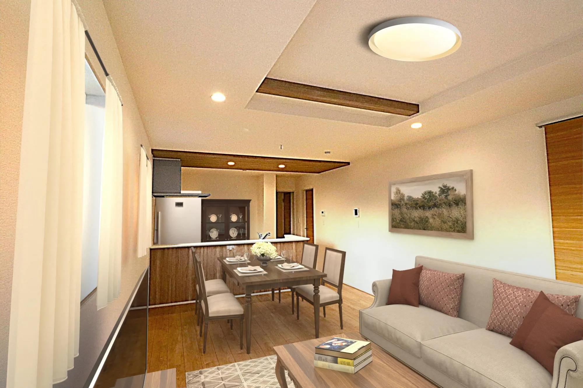 こちらは完成後の住まいをイメージしやすくするために制作されたCG画像です。
※家具付き販売ではございません。