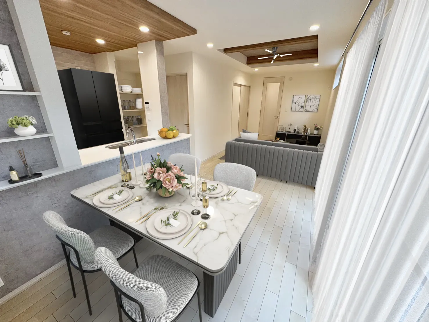 ☆2号棟　リビング(バーチャルステージング家具)☆