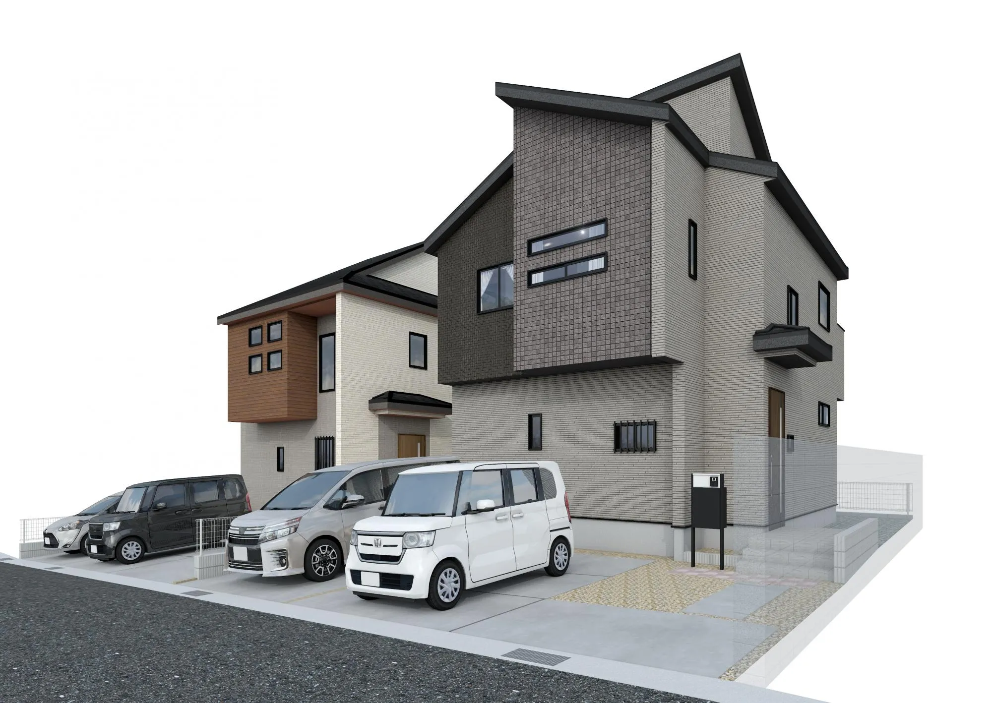 完成予想図(外観)
左2号棟・右1号棟