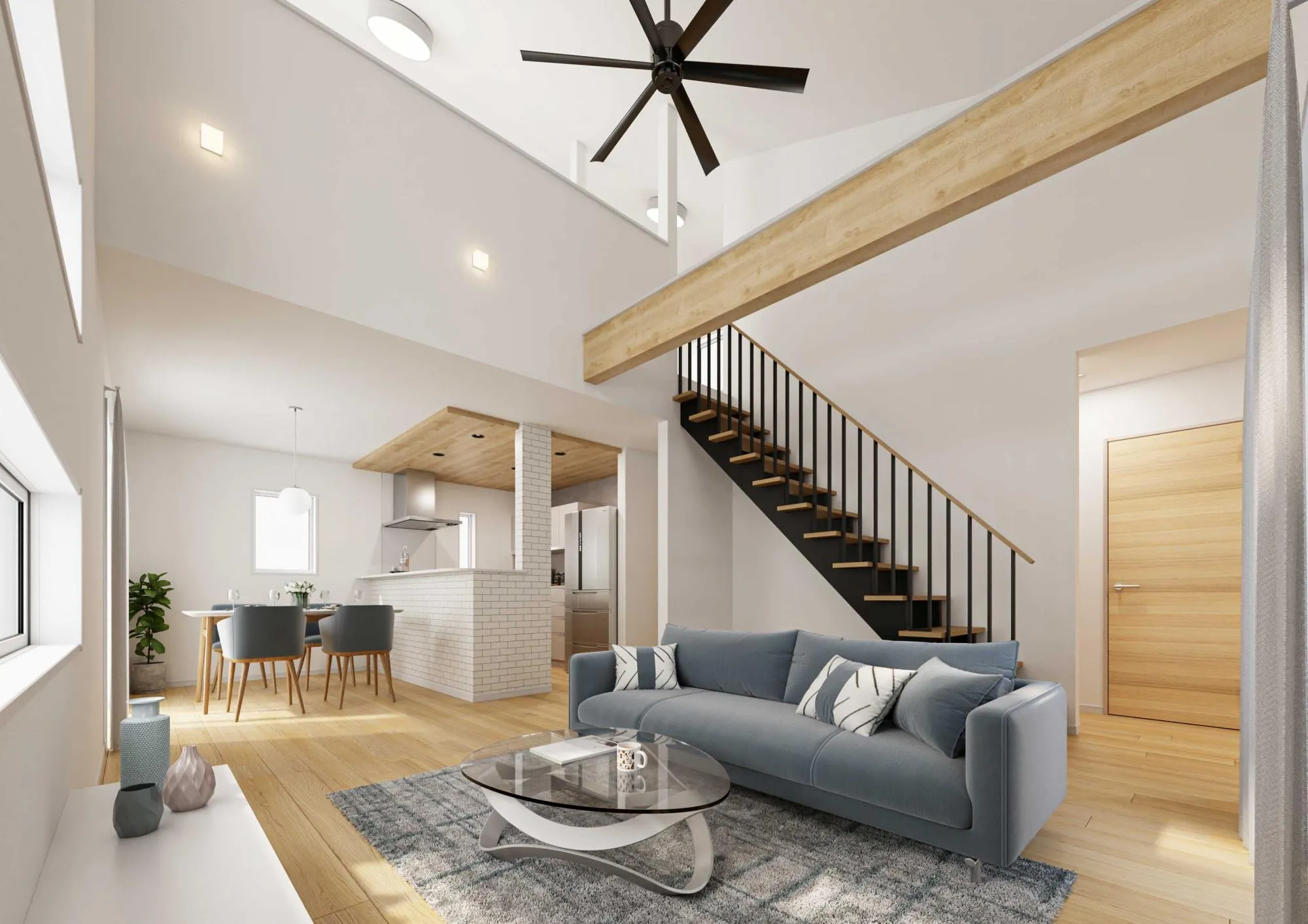 2号棟リビング(バーチャル家具配置)