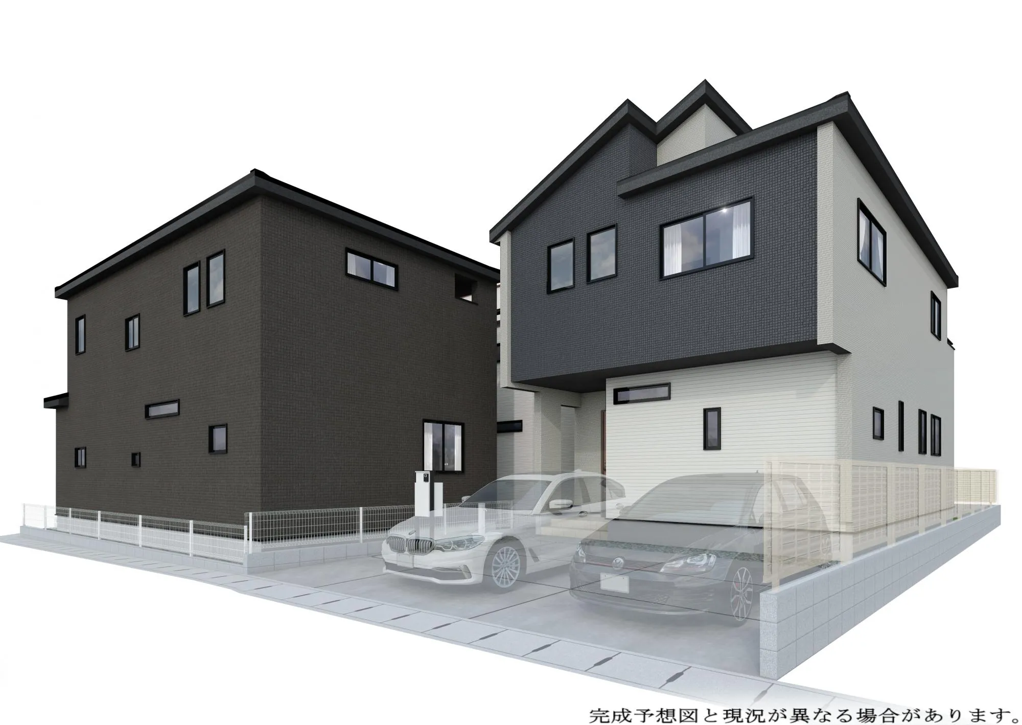 【外観完成予想図(写真右から1号棟、2号棟)】