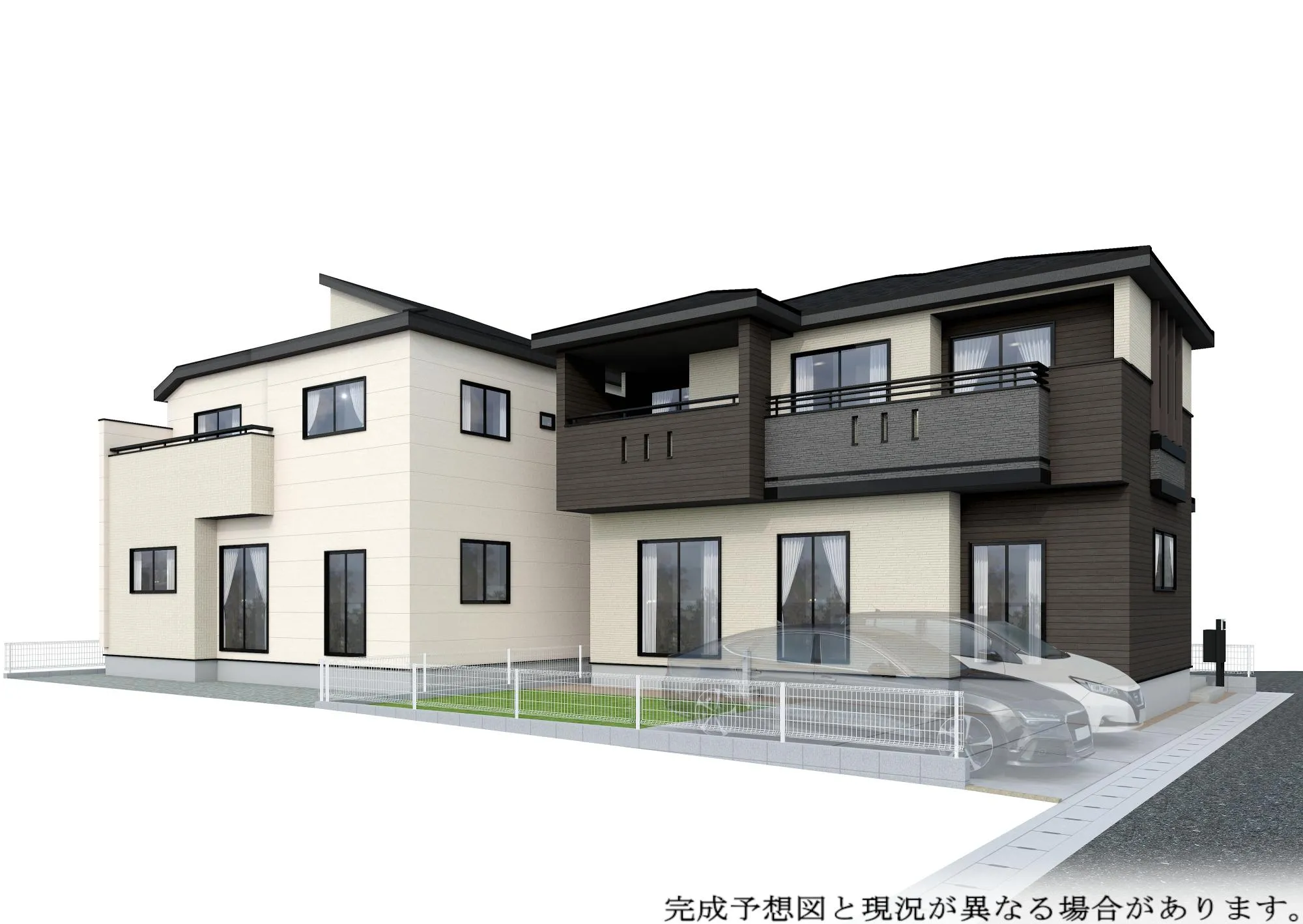 【完成予想図(左1号棟、右2号棟)】