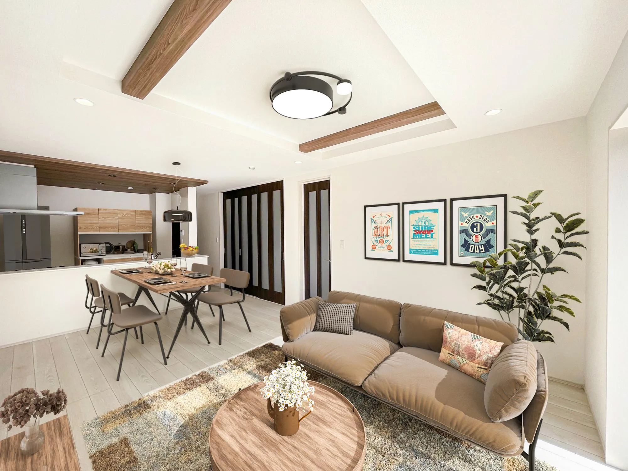 ①号棟　リビング(※家具等をCGで加工しています。家具付き販売ではございません。) 