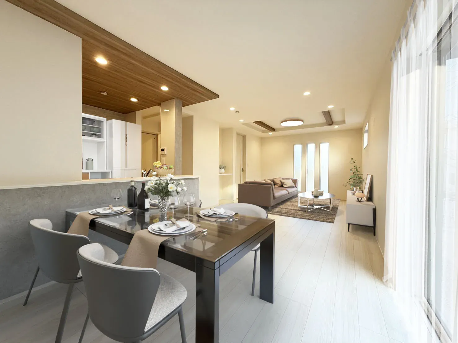 【LDK21.0帖イメージ】実際の室内写真に家具等を配置したCG画像です。家具付き販売ではございません。