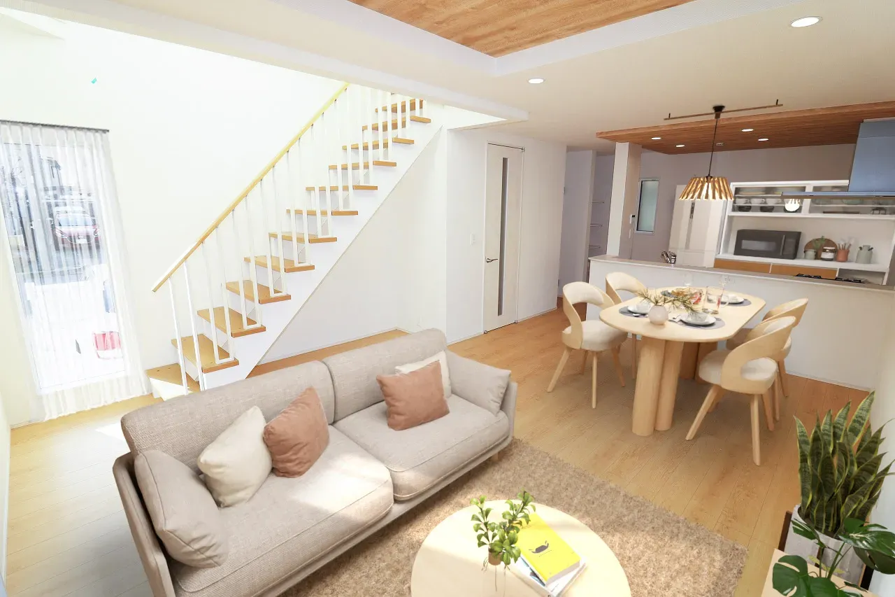 ①号棟　LDK(19.5帖)
※家具・家電はCGです。