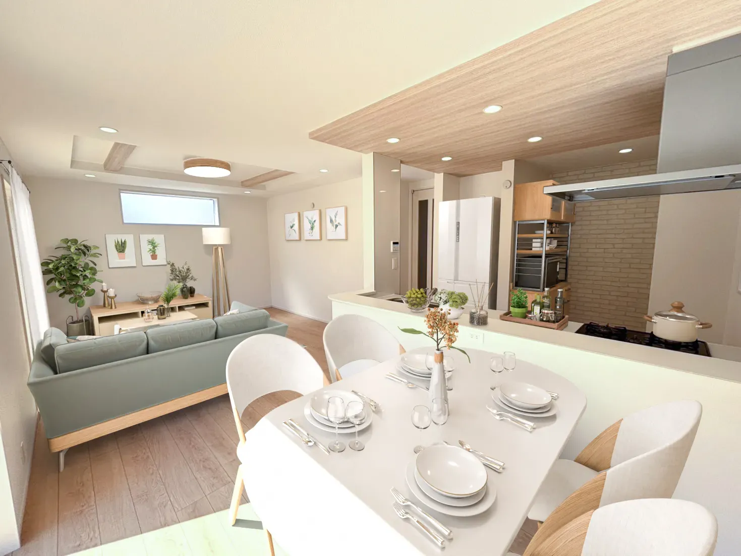 ①号棟　リビング(※家具等をCGで加工しています。家具付き販売ではございません。) 