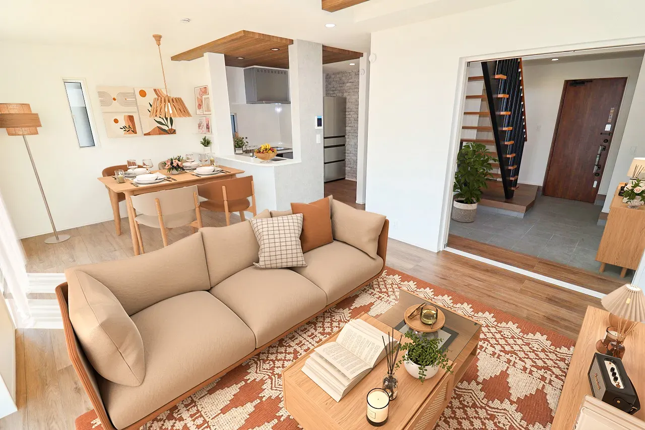 ②号棟　LDK(17.0帖)
※家具・家電はCGです。