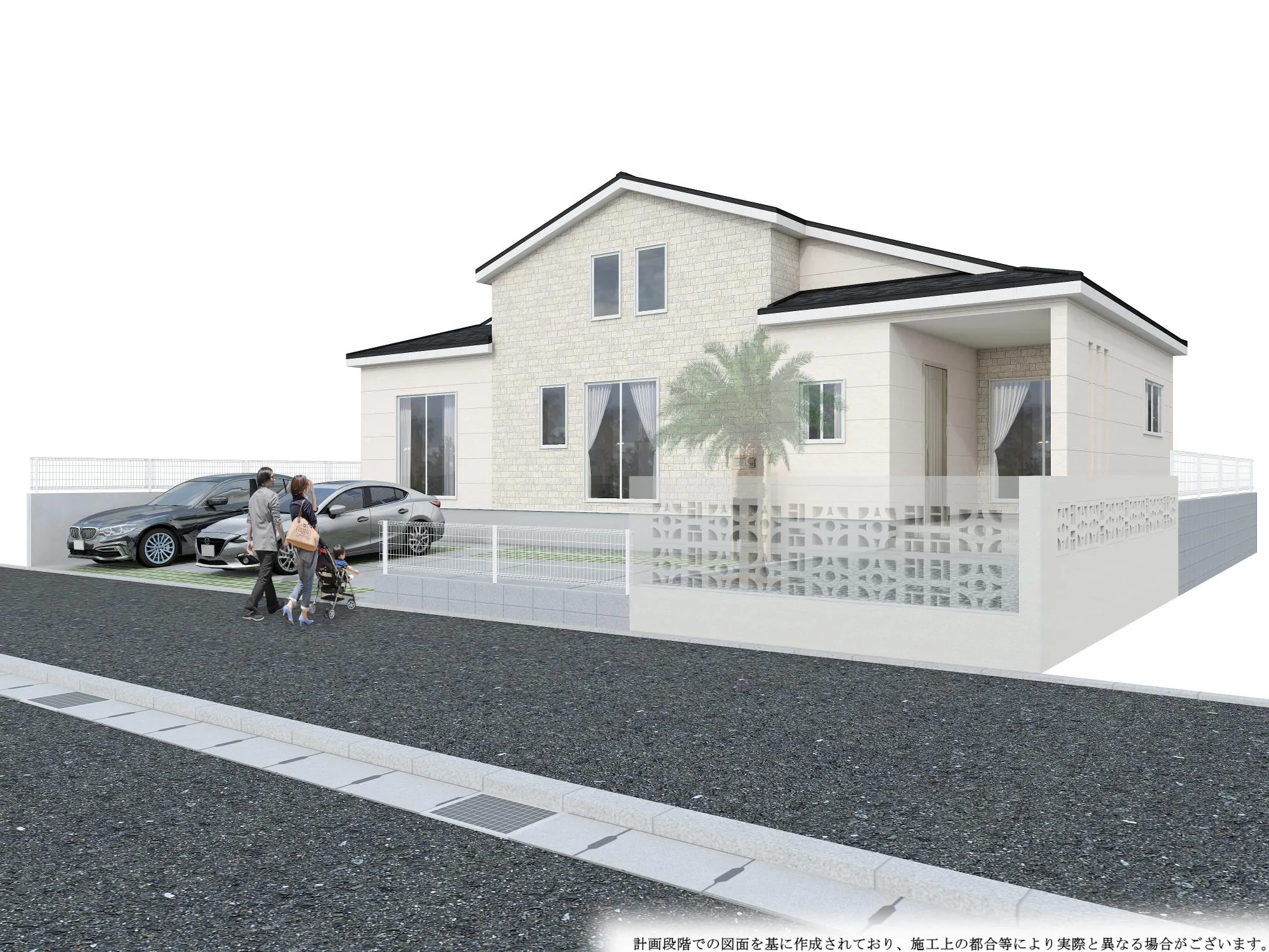 完成予想図:平屋で、ロフトがあります。
