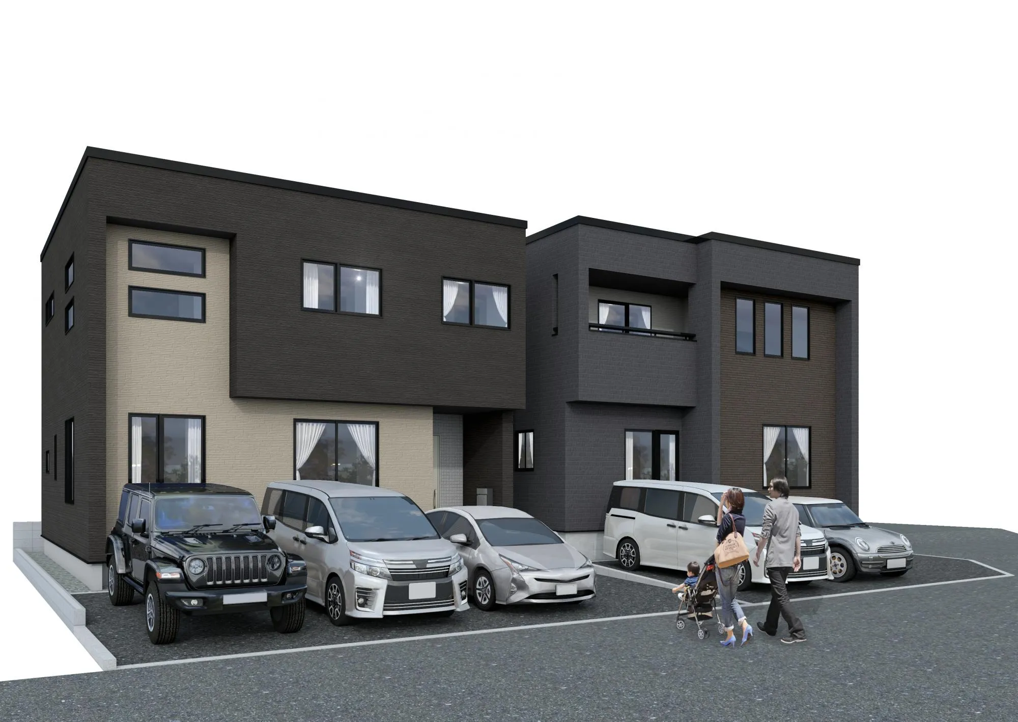 完成予想図(1号棟:左、2号棟:右)