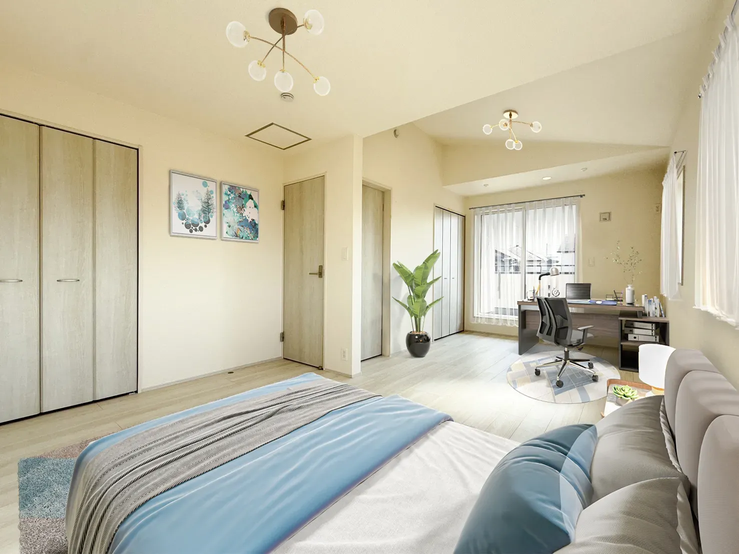 【イメージ】実際の室内写真に家具等を配置したCG画像です。家具付き販売ではございません。