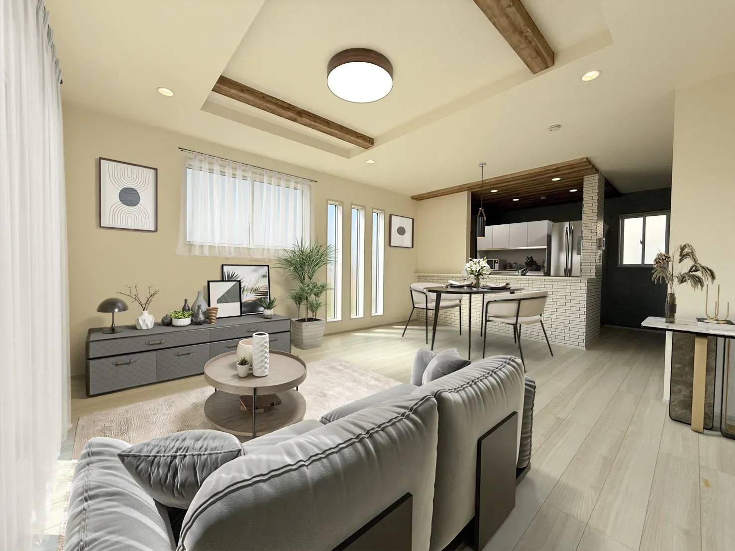 【イメージ】実際の室内写真に家具等を配置したCG画像です。家具付き販売ではございません。