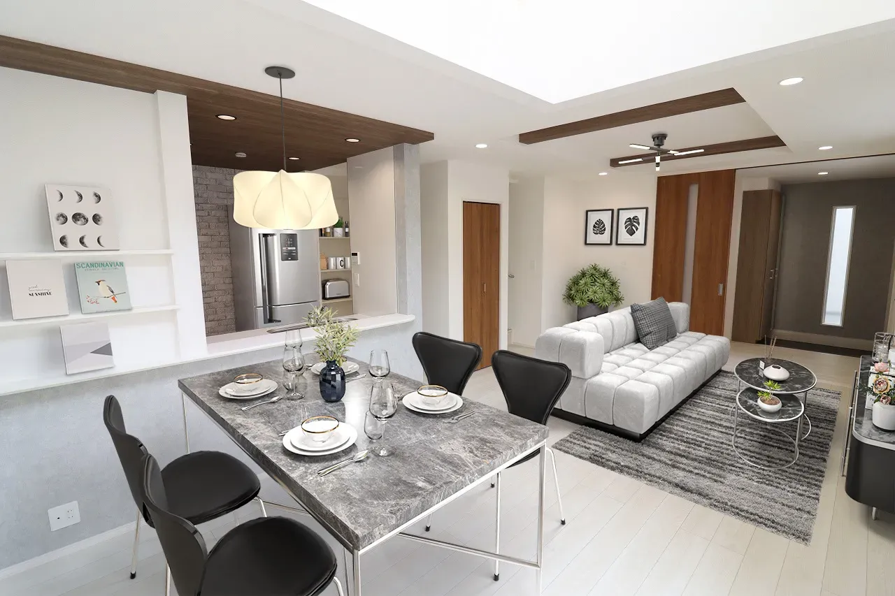 ②号棟　LDK(18.0帖)
※家具・家電はCGです。