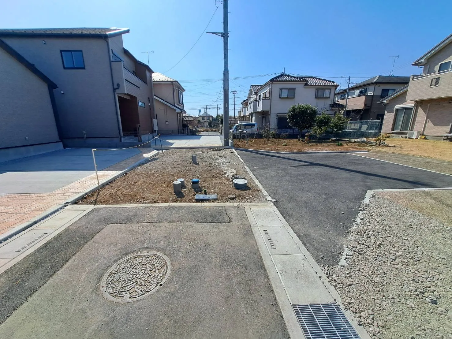 転回広場付きで、お車の切り返しや方向転換も楽に行えます!※協定道路舗装前