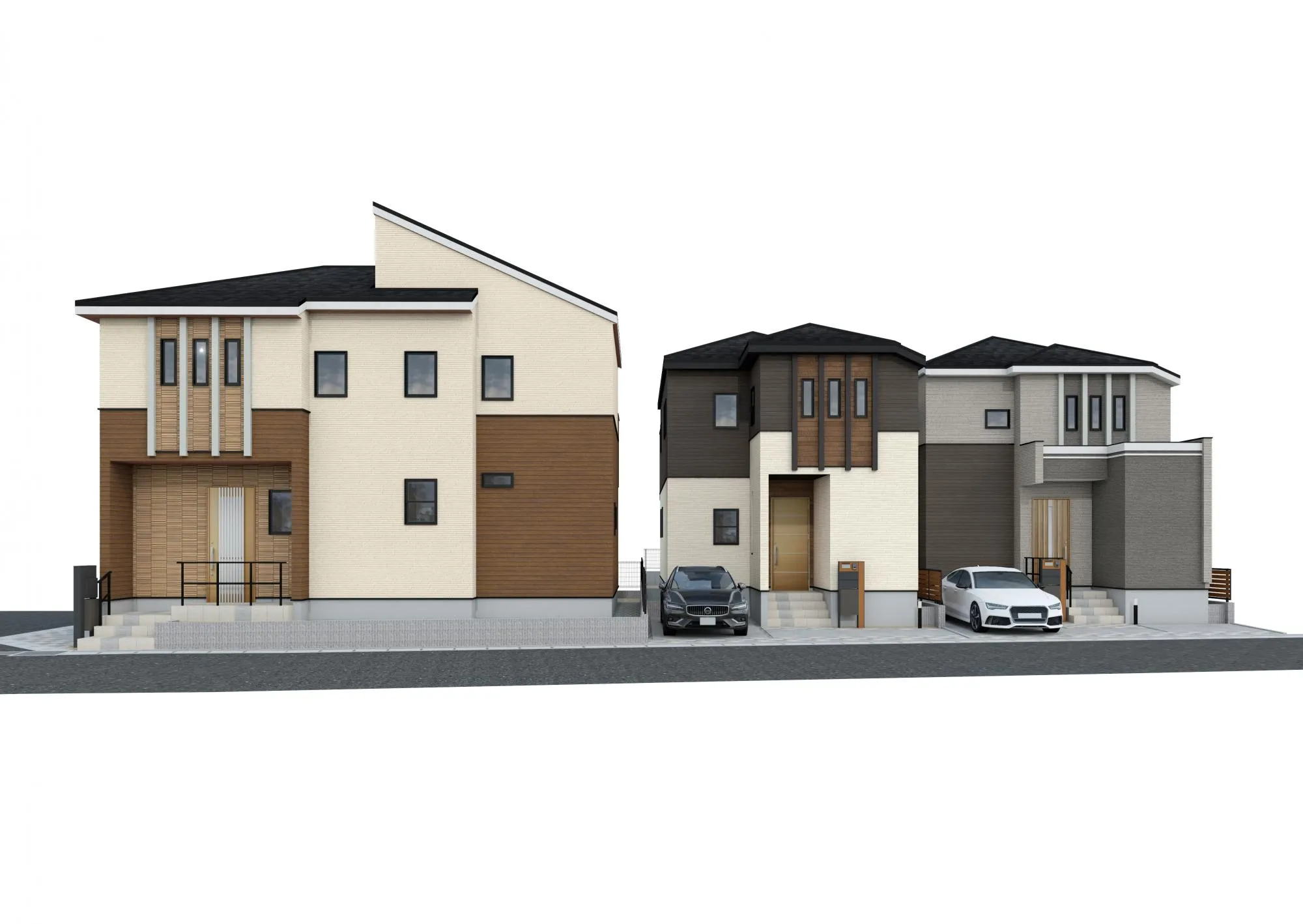 5～7号棟:外観パース
※図面を基に描き起こしたパースです。実際とは多少異なります。