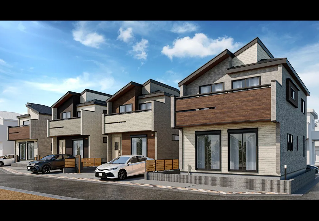 9~12号棟:外観パース
※図面を基に描き起こしたパースです。実際とは多少異なります。