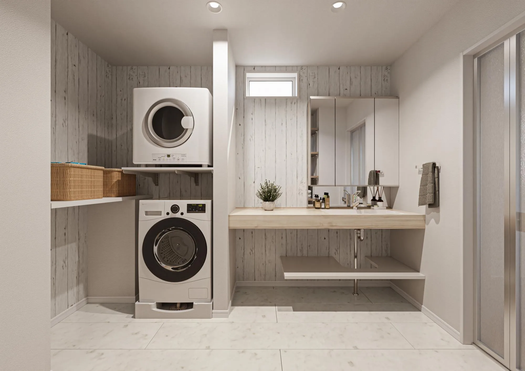 23号棟:内観パース(洗面室)
※図面を基に描き起こしたパースです。実際とは多少異なります。