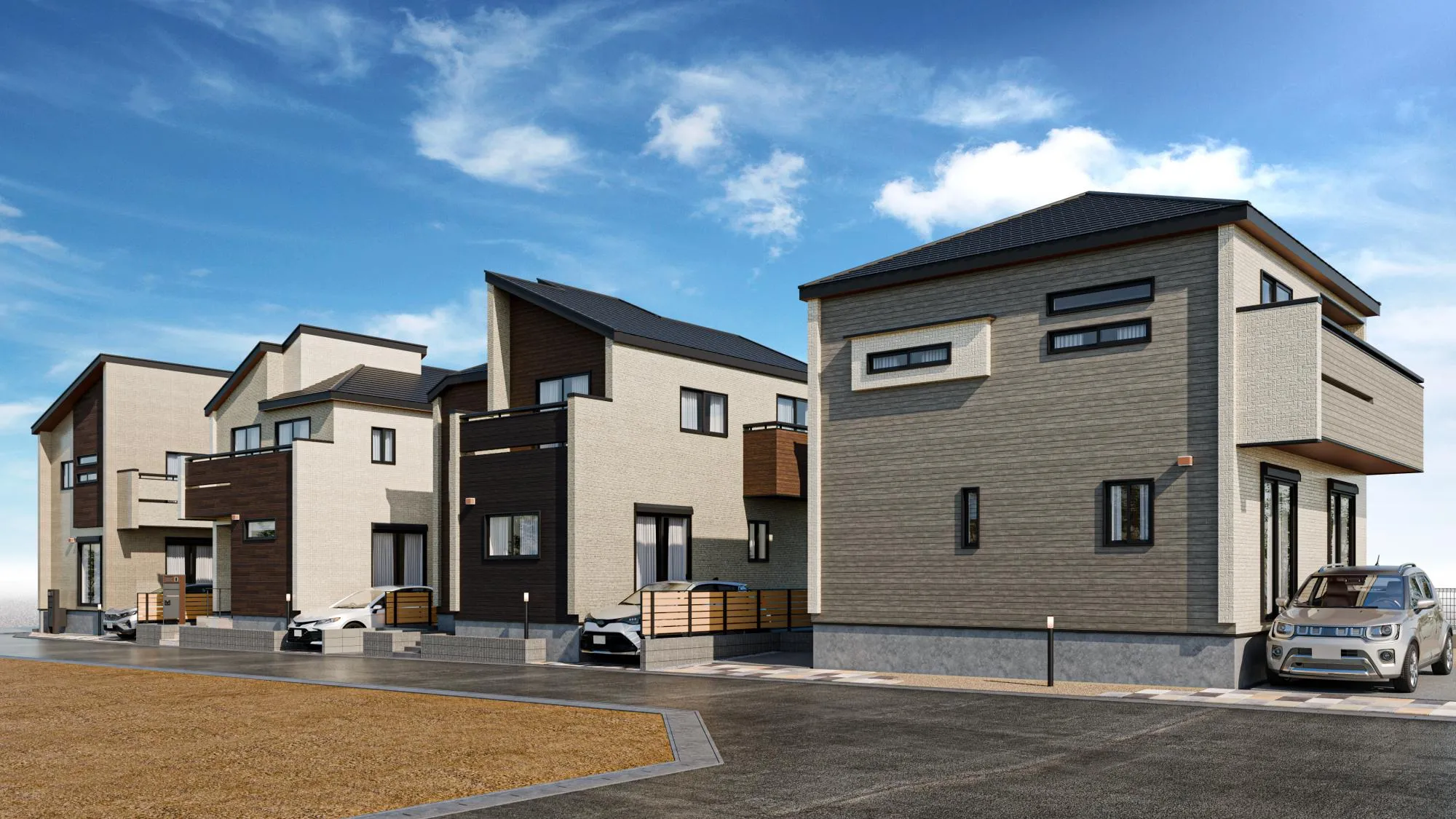 24～27号棟:外観パース
※図面を基に描き起こしたパースです。実際とは多少異なります。